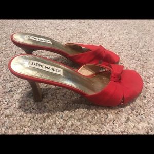 Steve Madden, red heeled mules